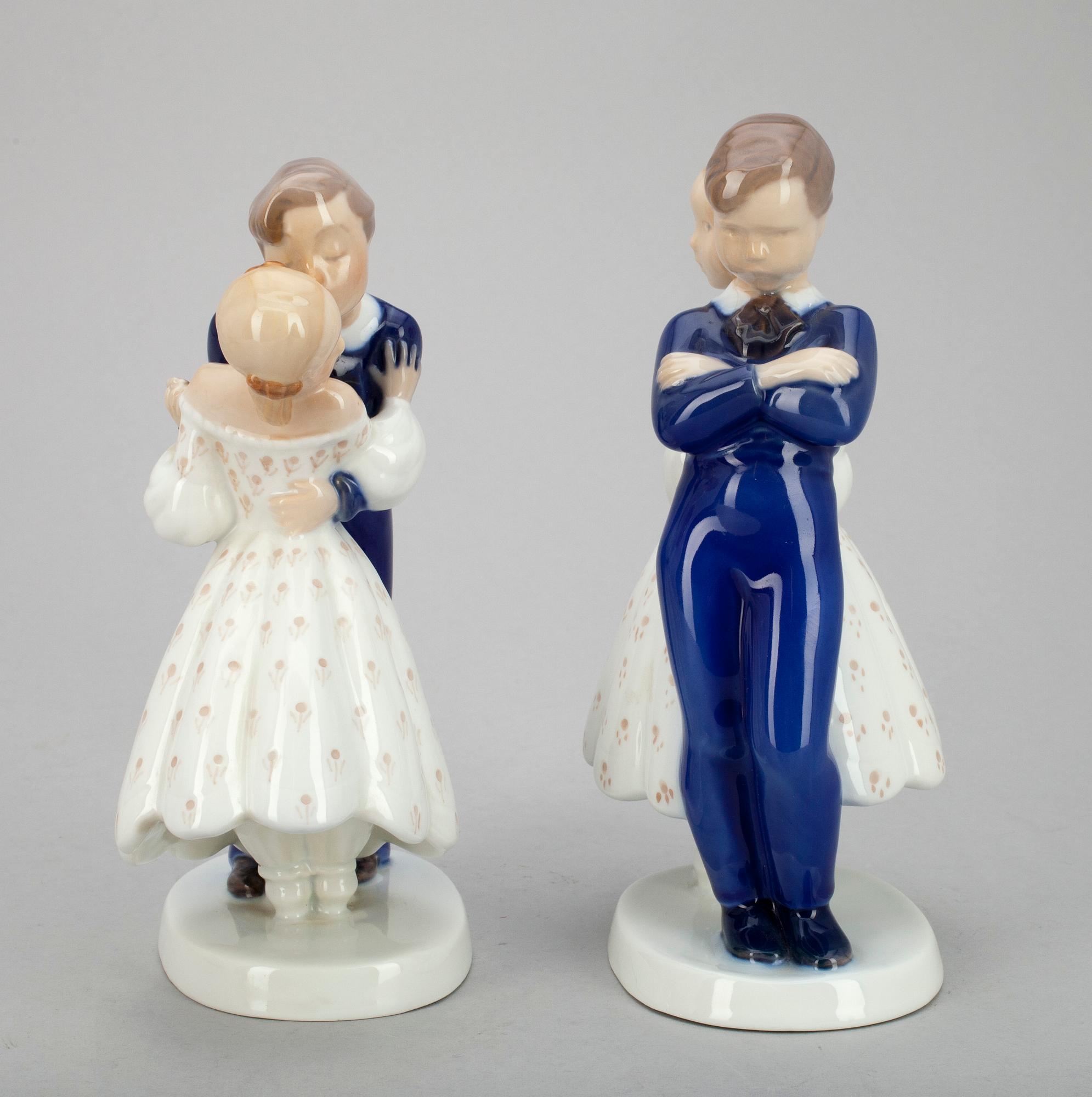 FIGURINER, 2 st, porslin, Bing & Gröndahl. Danmark.