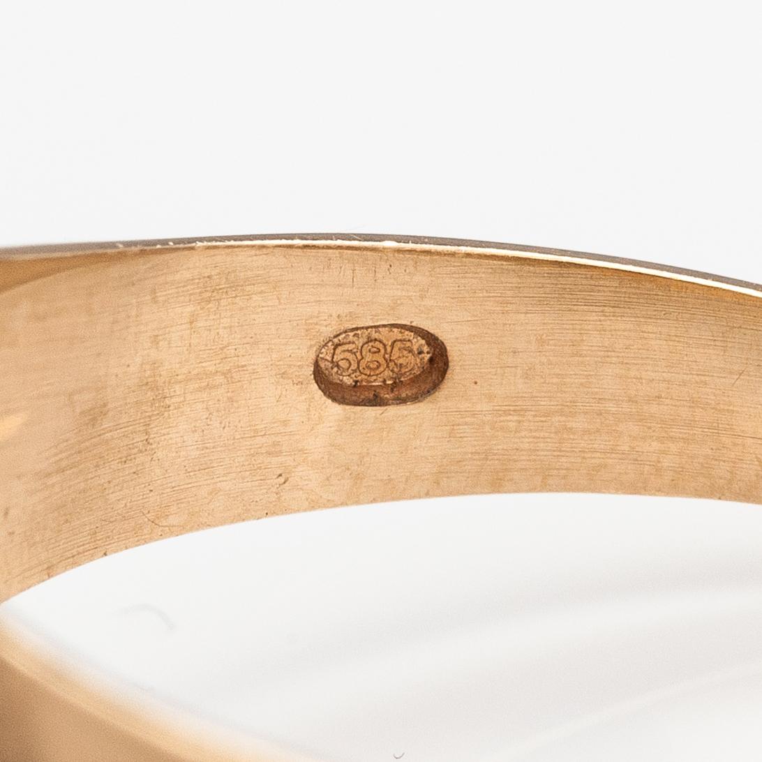 Sormus, 14K kultaa, hessoniittigranaatti.