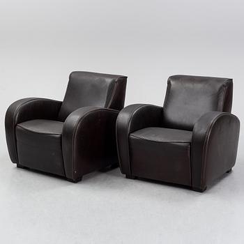 A pair of Italian leather armchairs from  Industria Divani e Poltrone, 21st-century.