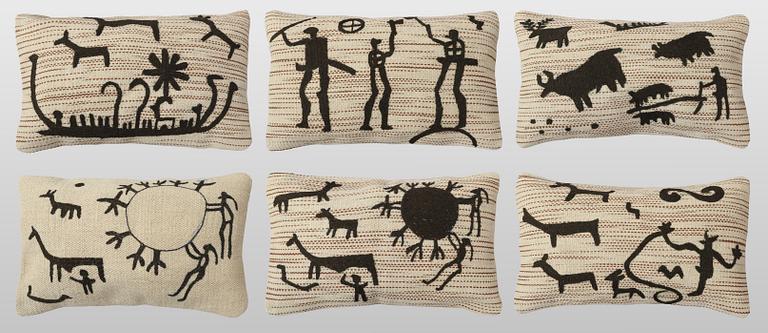 Cushion covers, 6 pcs, hand-embroidered Kelim.