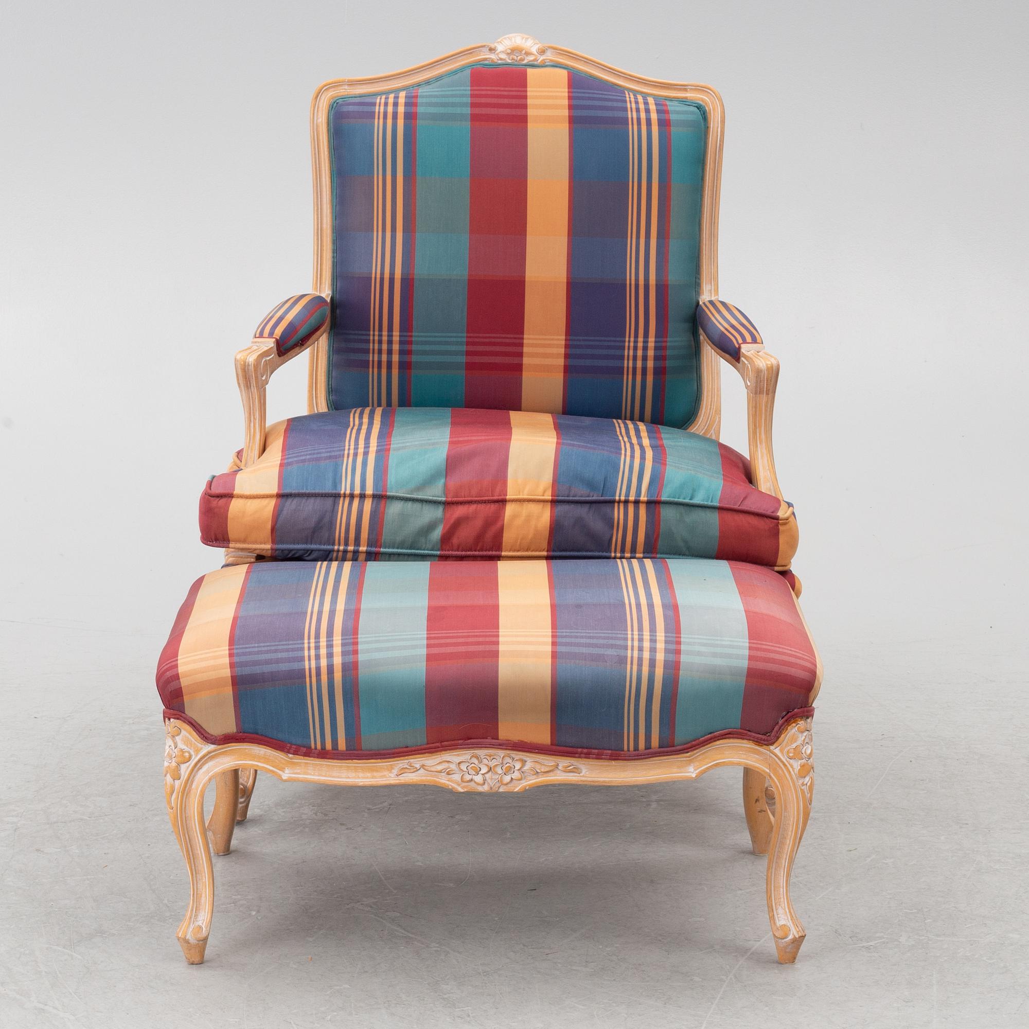 Bergere med pall, rokokostil, 1900-tal.