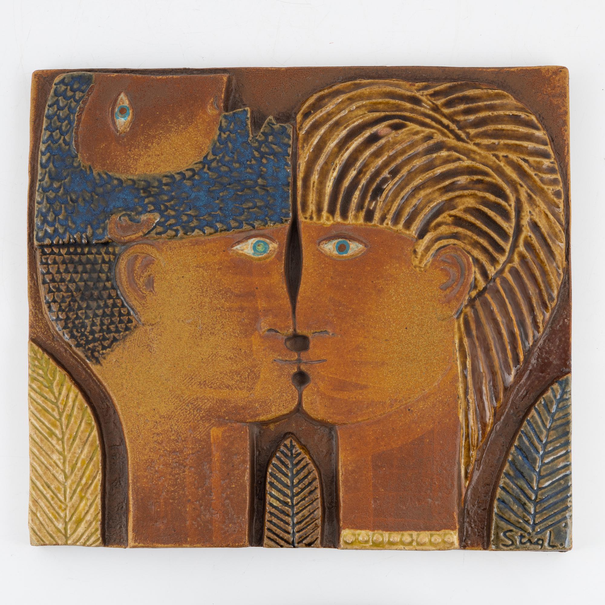 Stig Lindberg, a stoneware wall relief, Gustavsberg, Sweden.