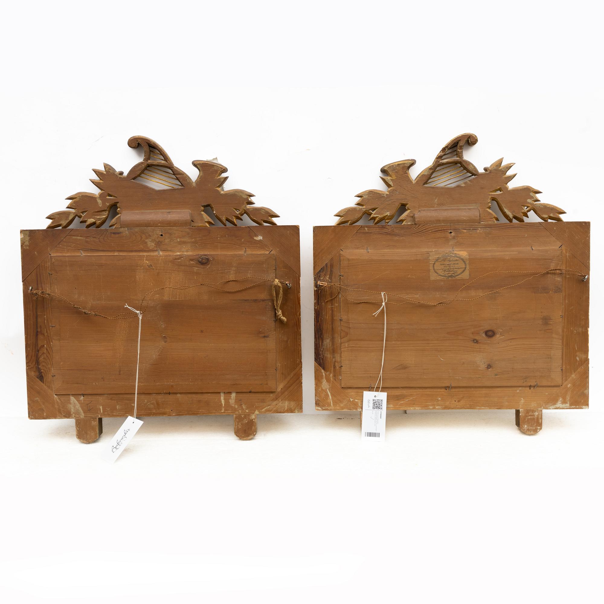 Petter Gustaf Bylander, a pair of late Empire mirror sconces, Gothenburg, mid-19th century.