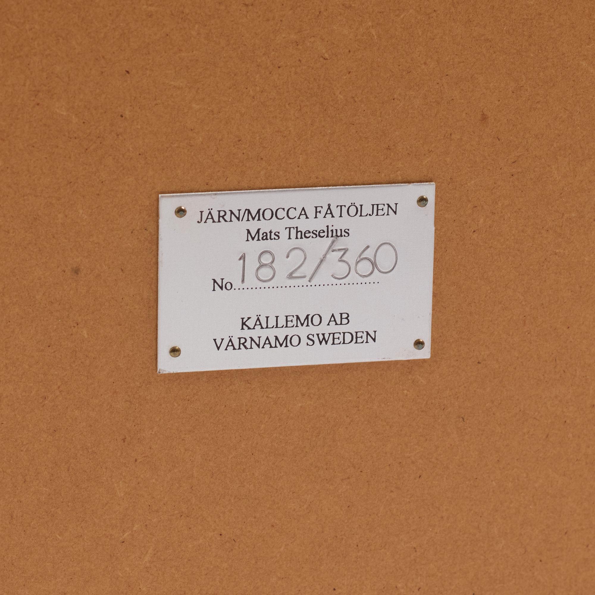 Mats Theselius, fåtölj, "Järn/Mocca", ed. 182/360, Källemo, efter 1994.