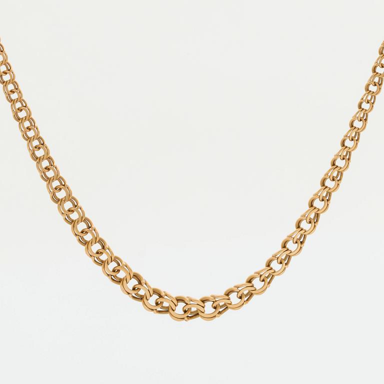 HALSKEDJA 18K guld bismarck-länk, doserad,  Köping 1961.