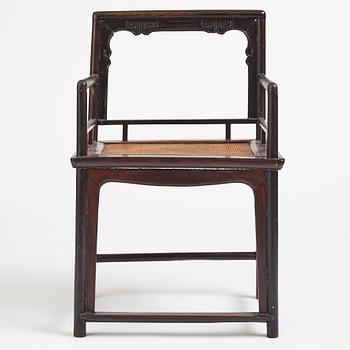 A hardwood armchair, Qing dynasty (1644-1912).