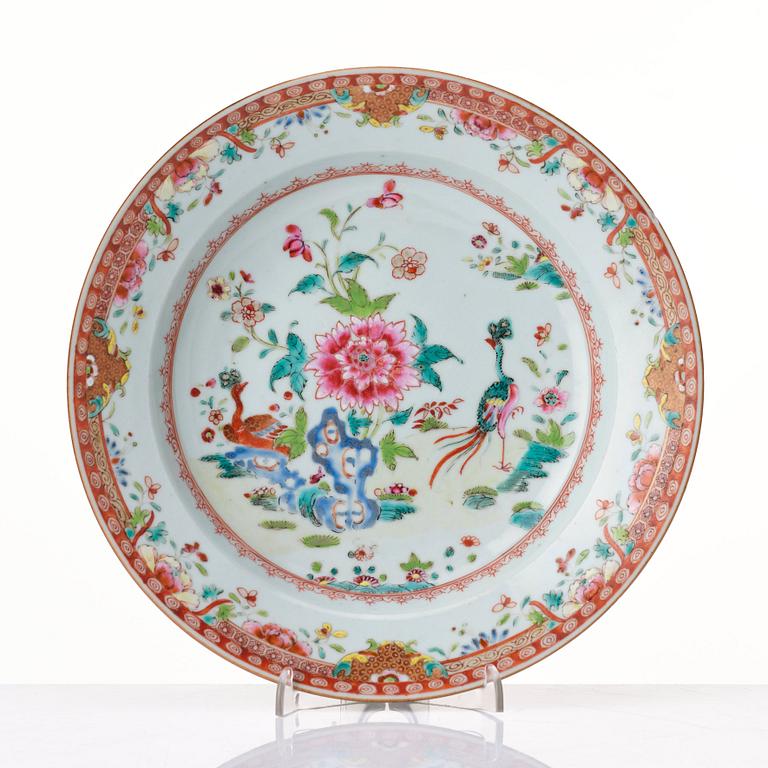 A set of five famille rose double peacock dishes, Qing dynasty, Qianlong (1736-95).