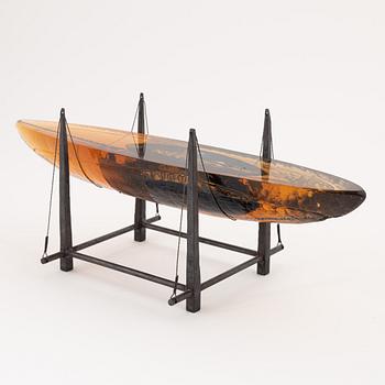 Bertil Vallien, a cast glass sculpture of a boat, Orrefors, Sweden.