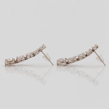 A pair of brilliant cut diamond earrings, total carat weight circa 3.75 cts.
