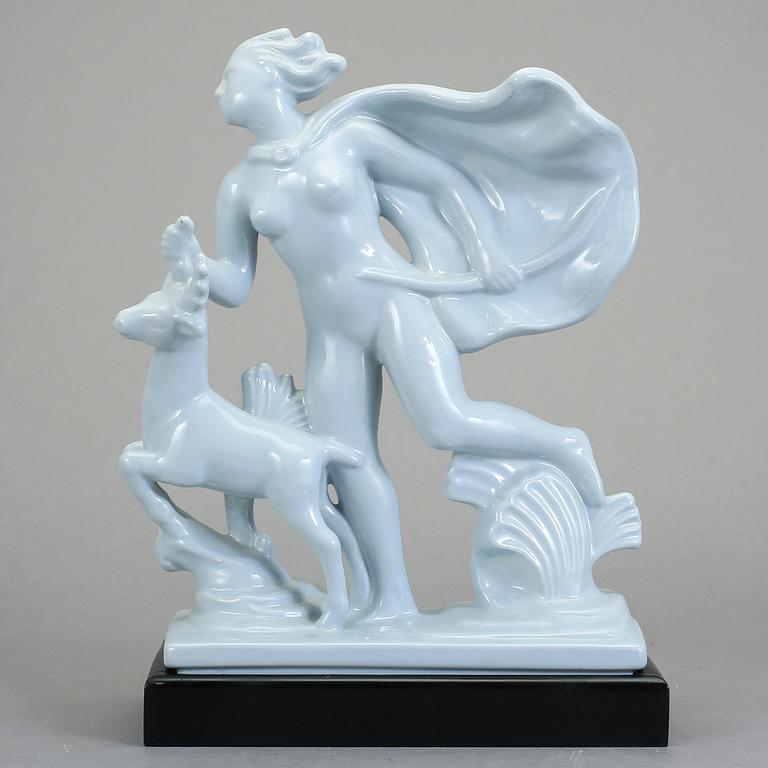 FIGURIN, flintgods, "Diana", Arthur Percy, Gefle Porslinsfabrik.