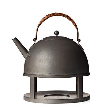 Nils Fougstedt, a pewter teapot with rechaud, Firma Svenskt Tenn, Stockholm 1929.