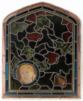 Three stained glass windows, England, circa 1900.