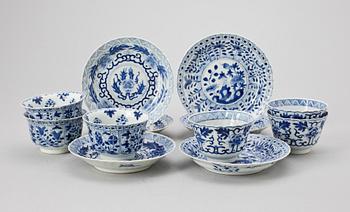 KOPPAR med FAT, 6 st, Kangxi-stil, 1900-tal, Kina.