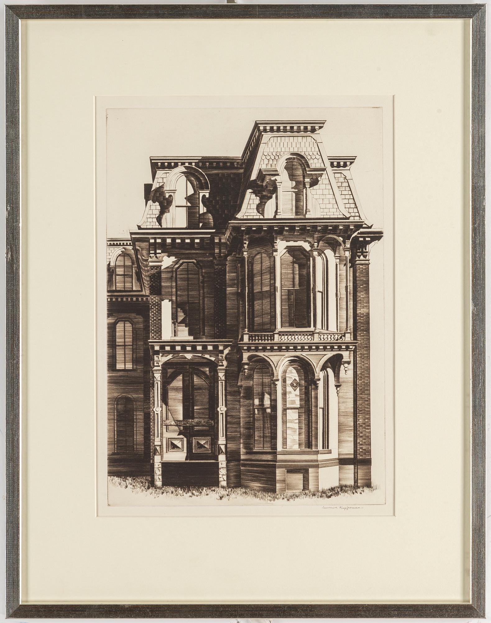 Lawrence Edward Kupferman, etching and drypoint, signed.