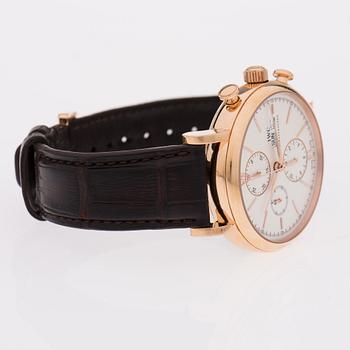 ARMBANDSUR, herr, IWC Schaffhausen, 18K guld, automat, läderarmband, original box, intyg 2014.