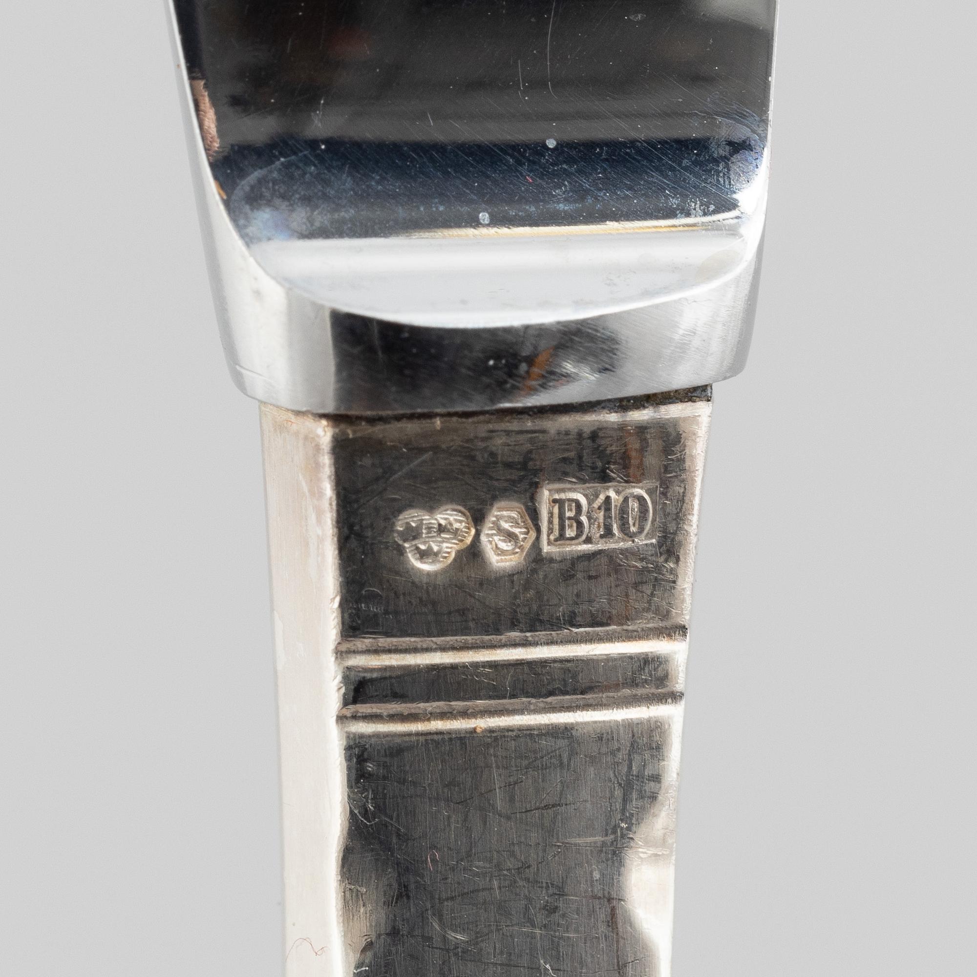 Jacob Ängman, a 108-piece silver flat ware set, "Rosenholm", Sweden, 1943-2007.