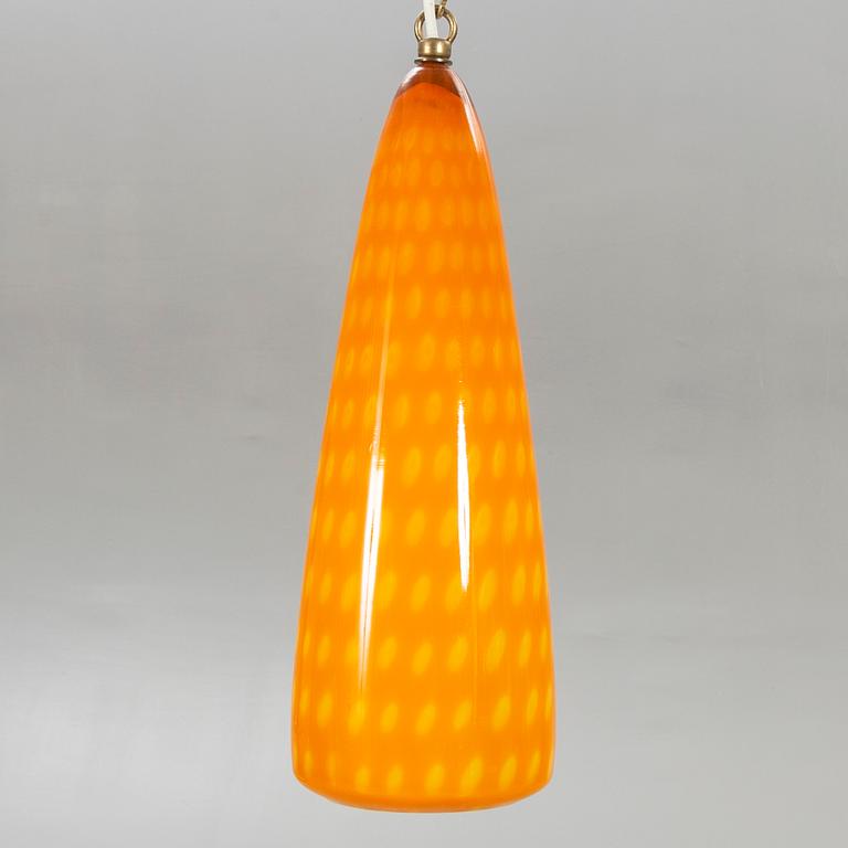 Ceiling pendant, glass, probably Murano, 1950s-60s.