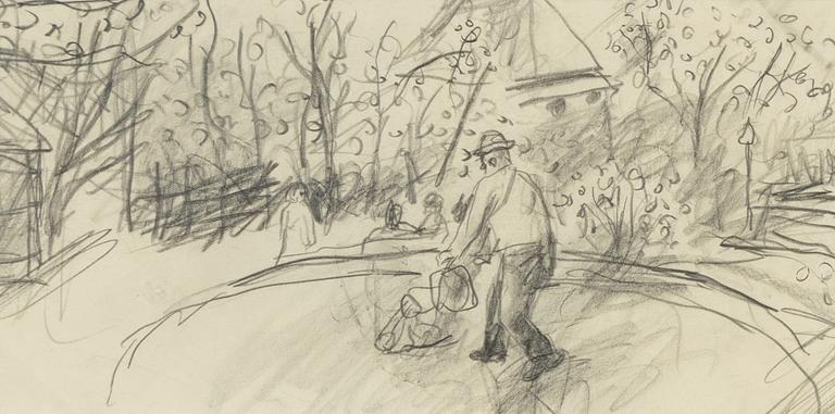 Bror Hjorth, pencil drawing.