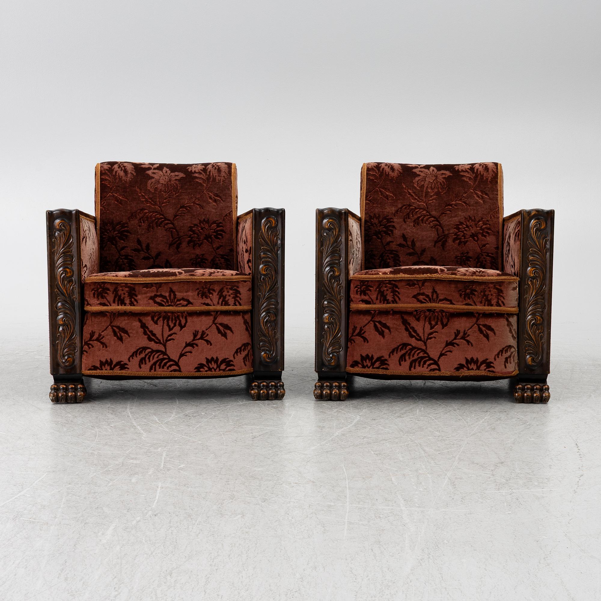 Armchairs, a pair, Swedish Grace, 1920s/30s.