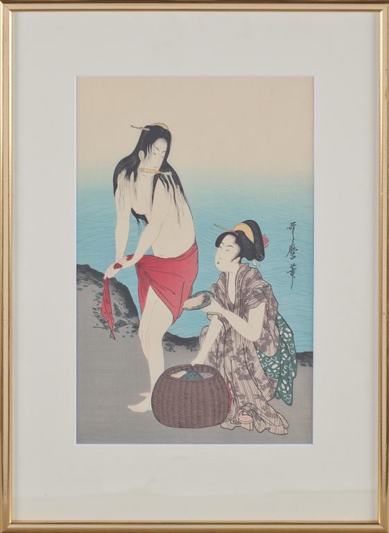 FÄRGTRÄSNITT, 2 st, Japan, 1900-tal.