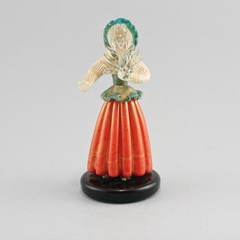 FIGURIN, glas, sannolikt Murano, 1900-tal.