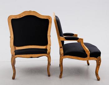 KARMSTOLAR, 1 par, rokokostil, 1900-talets första hälft.