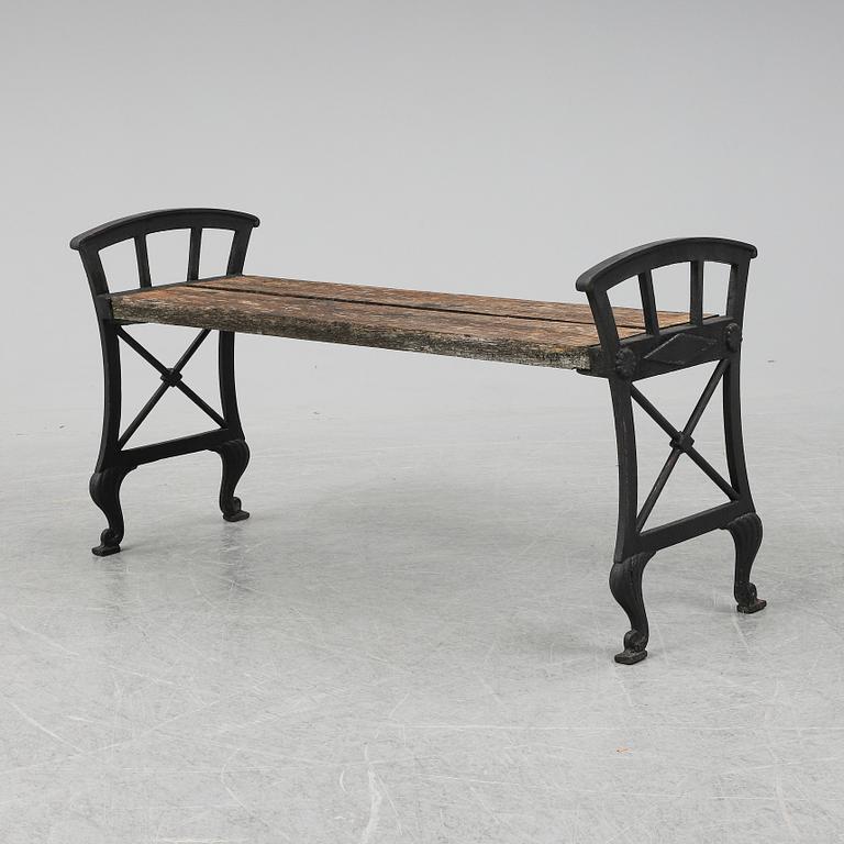 An iron garden bench by Folke Bensow, Näfverqvarns bruk. First half of the 20th Century.