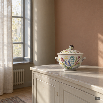 Stig Lindberg, A faience tureen with lid and handles, Gustavsberg Studio.