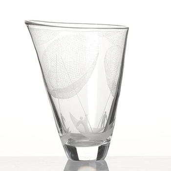 Vicke Lindstrand, an engraved glass vase, Kosta, Sweden 1950-60s.
