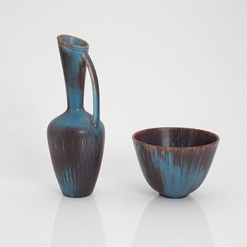 Gunnar Nylund, a stoneware vase and a bowl, Rörstrand, Sweden.