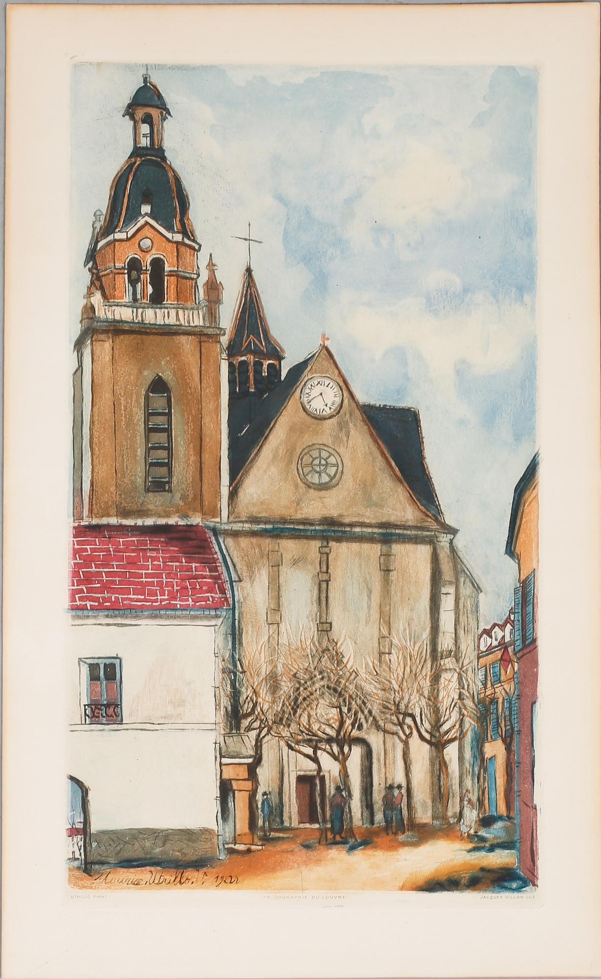 MAURICE UTRILLO, färgakvatint, signerad.