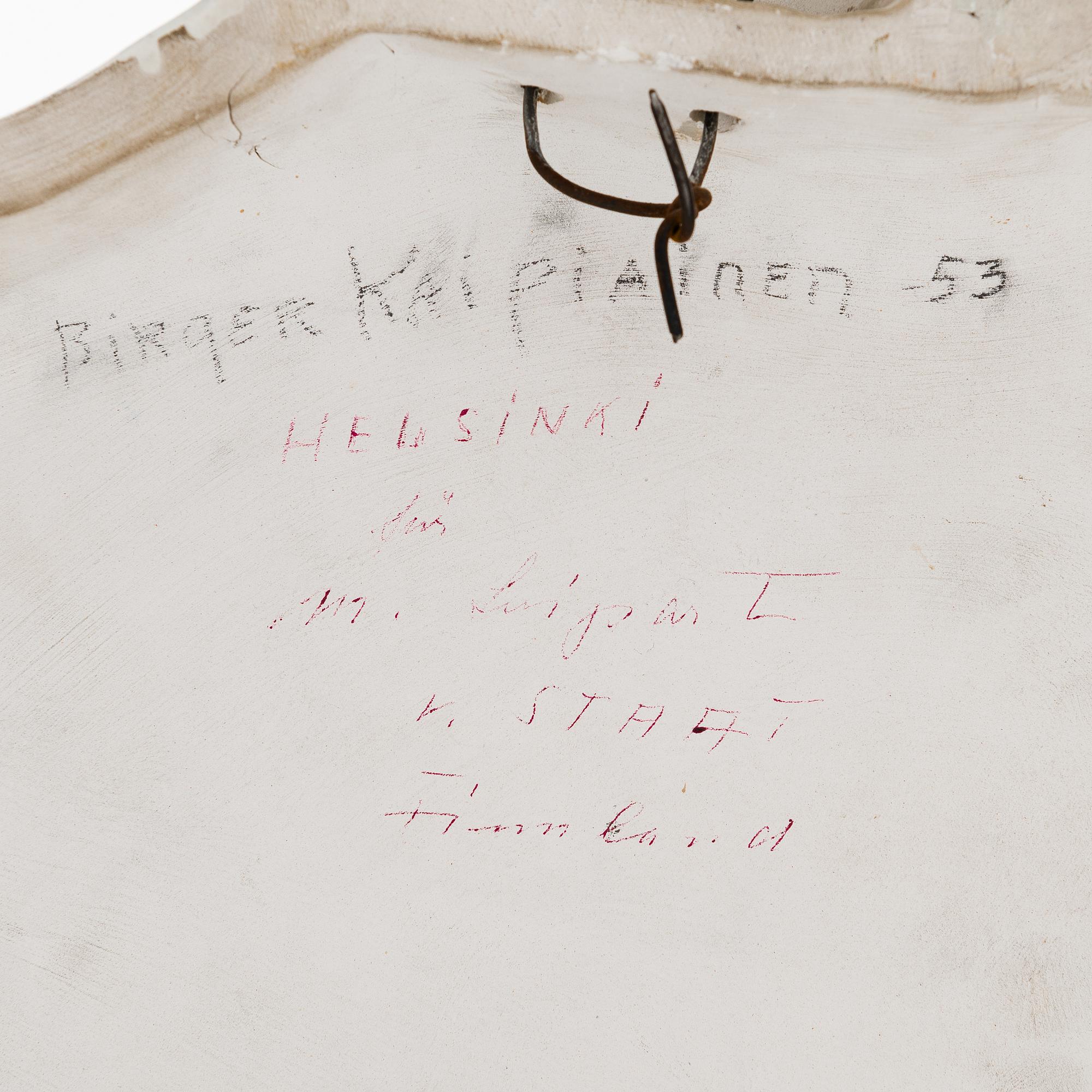 Birger Kaipiainen, a stoneware relief signed Kaipiainen.