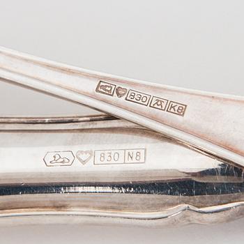 An 82-piece 'Chippendale' silver cutlery set for 12, in cutlery box, Auran Kultaseppä oy, Turku, Finland 1986-87.