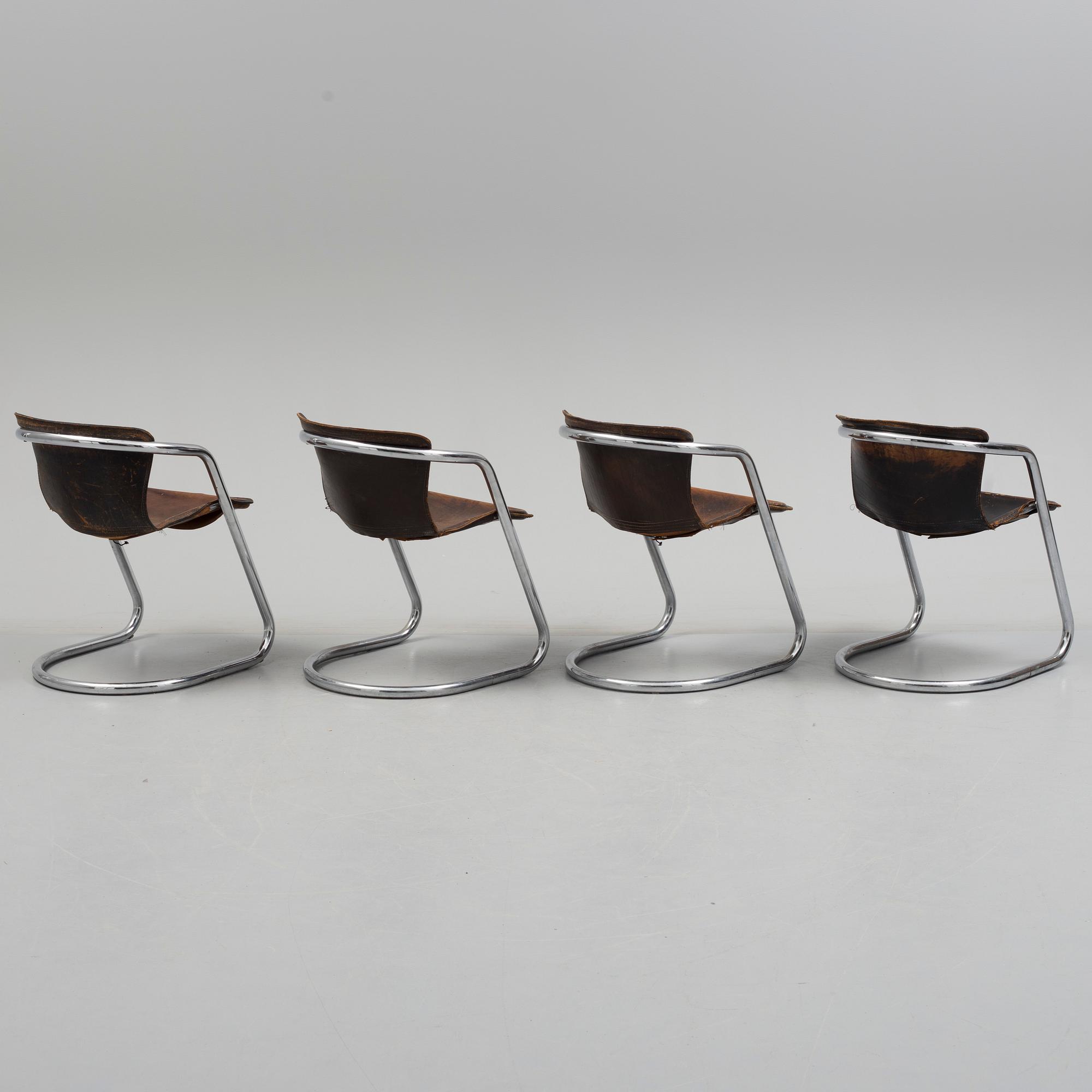Four 1970s  'Cidue' chairs by Willy Rizzo, Italy.