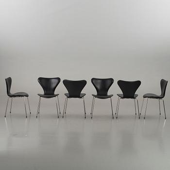 ARNE JACOBSEN, stolar 6 st, "Sjuan", Fritz Hansen.