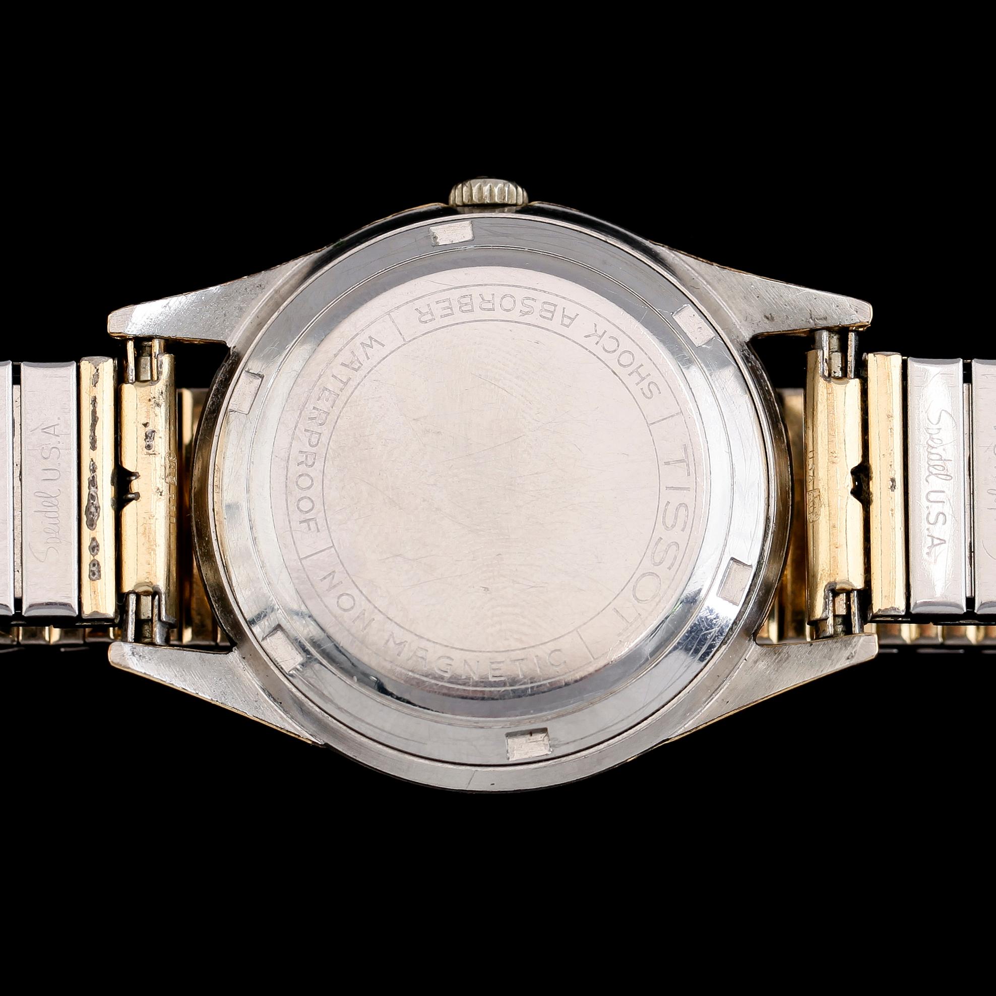 ARMBANDSUR, 2 st, Tissot och Lagonda, guld på stål, 1900-talets andra hälft.