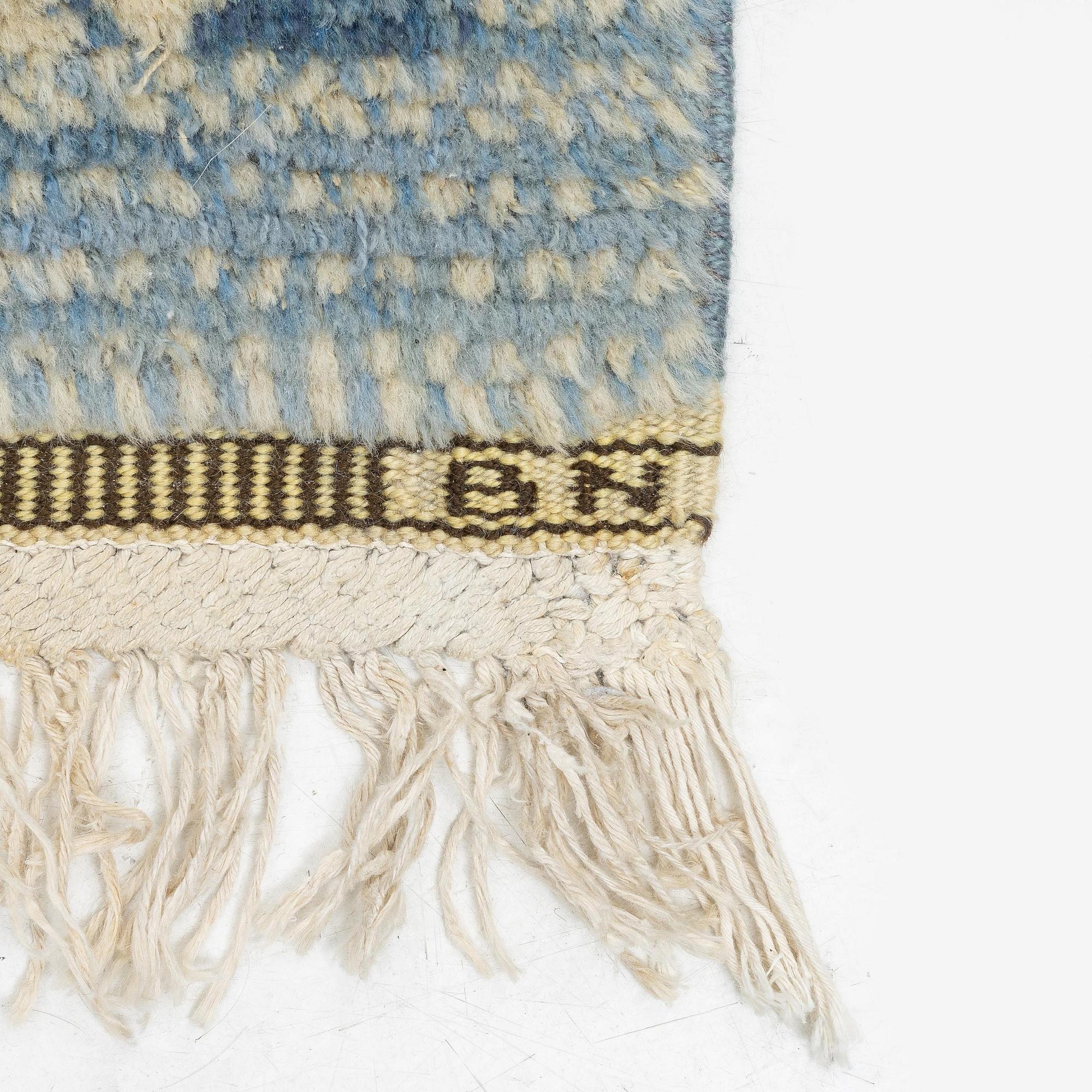 Barbro Nilsson, a carpet, 'Violetta blå', knotted pile, c. 217 x 150 cm, signed AB MMF BN.