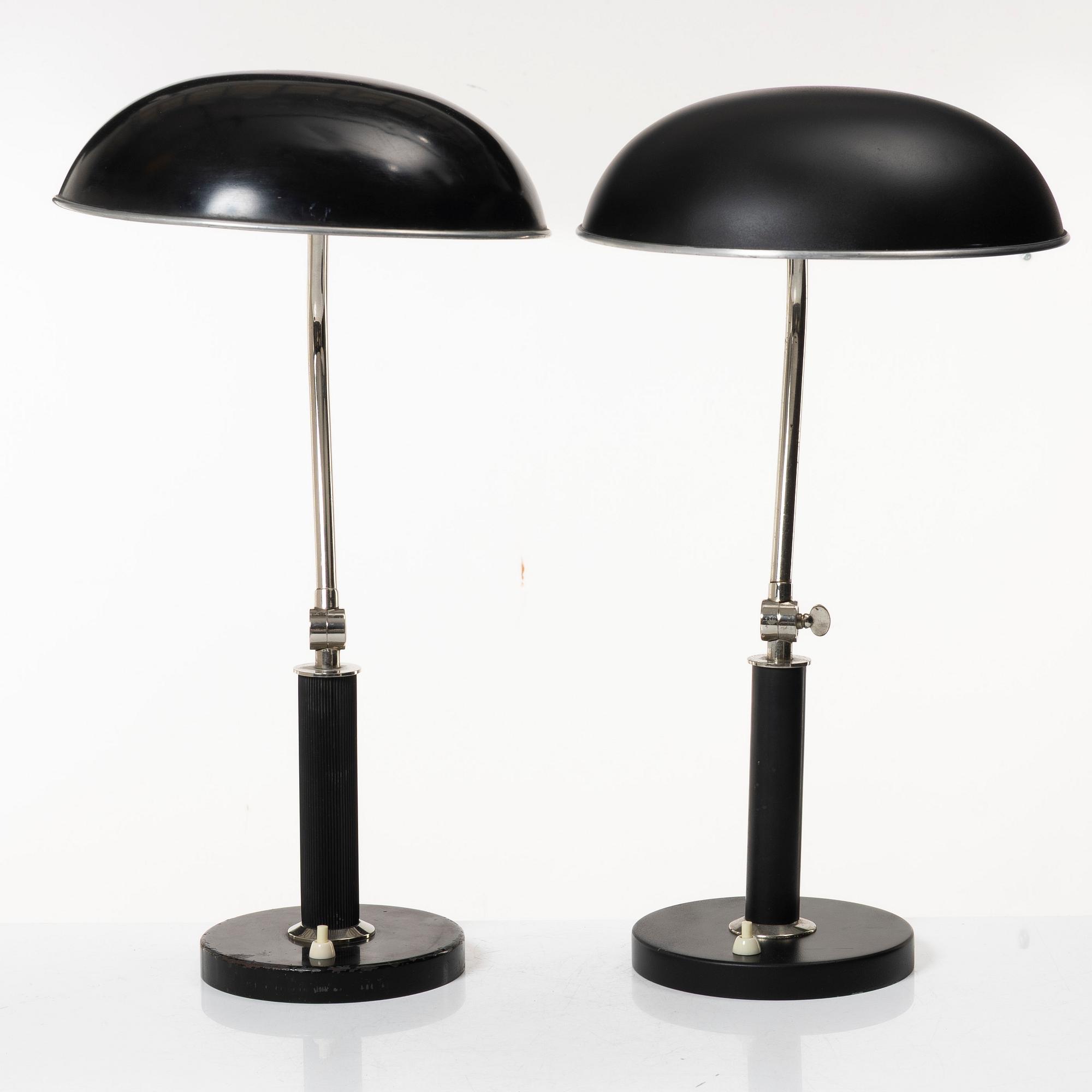 Erik Tidstrand, a pair of table lamps, model "29989", Nordiska Kompaniet, 1940s.