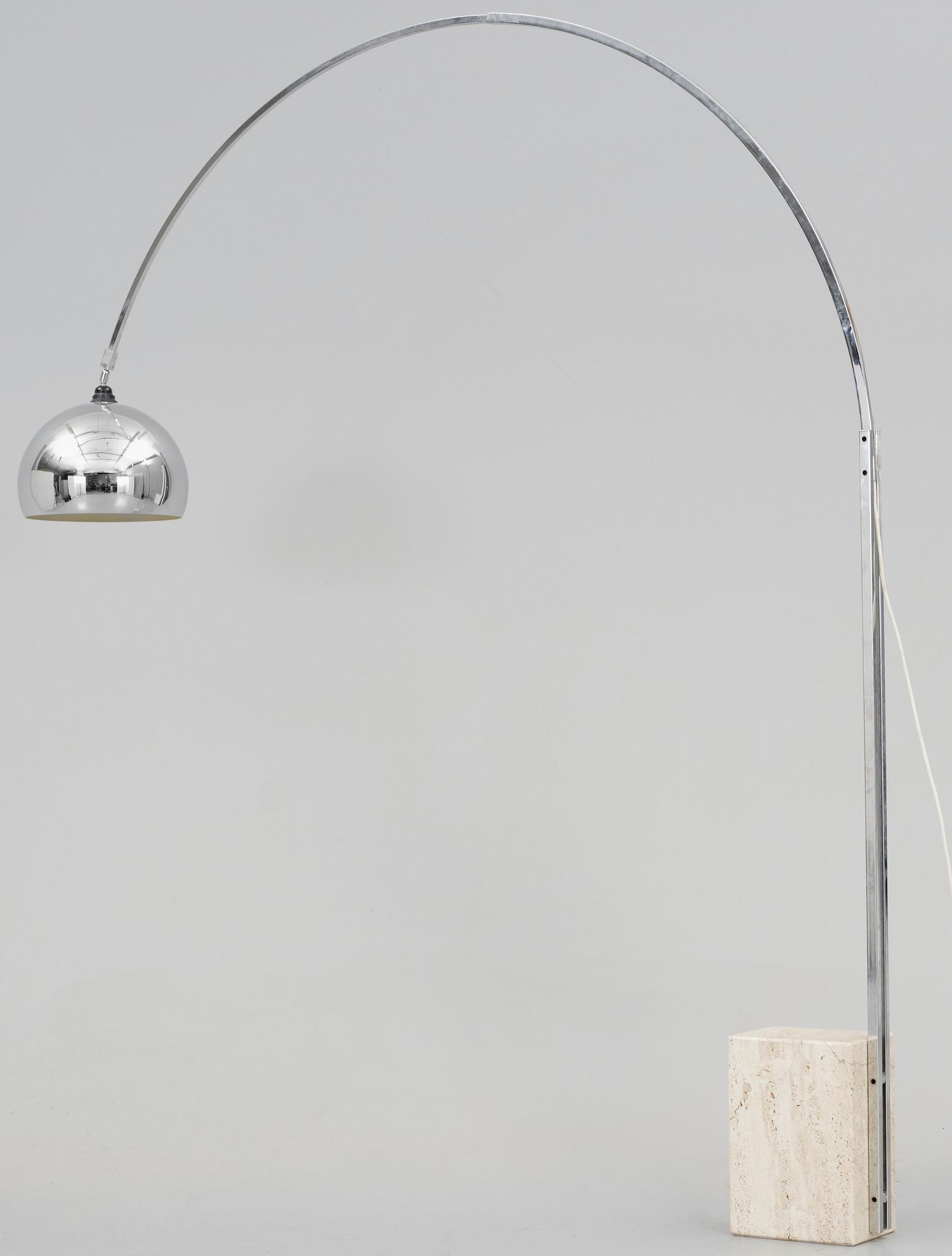 GOLVLAMPA, kopia efter "Arco", Achille & Pier Castiglione för Flos, Nave, Italien.