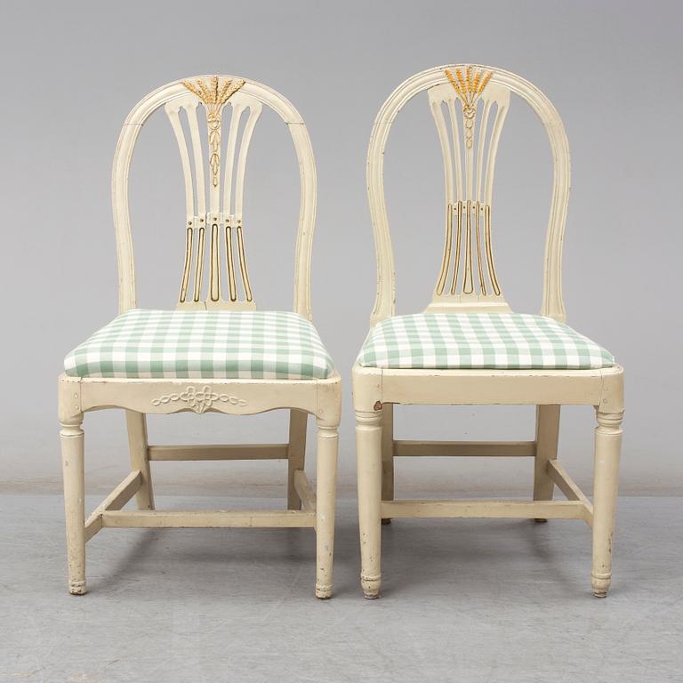 A set of (6+2) Swedish gustavian chairs, ca 1800.