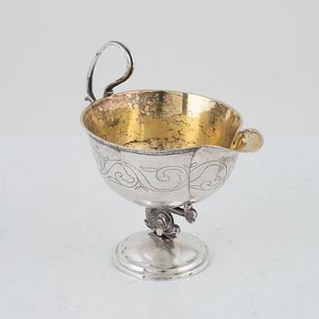 Olof Hellbom, cream jug, silver, Empire style, Stockholm 1814.