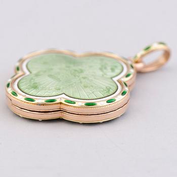 MEDALJONKI, Fabergé, emalia, 14K (56) kultaa. Pietari 1899-1908.