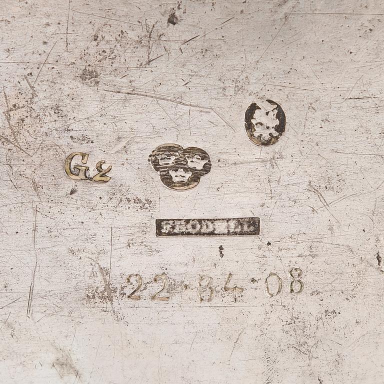 A late 18th-century parcel-gilt silver box, maker's mark of Henrik Frodell, Stockholm 1789.