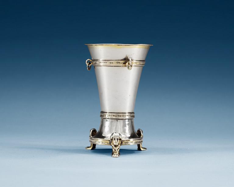 A SWEDISH PARCEL-GILT BEAKER, Makers mark of  Lorens Stabeus, Stockholm 1777.