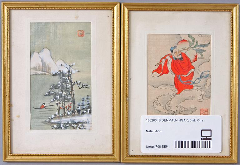 SIDENMÅLNINGAR, 5 st. Kina.