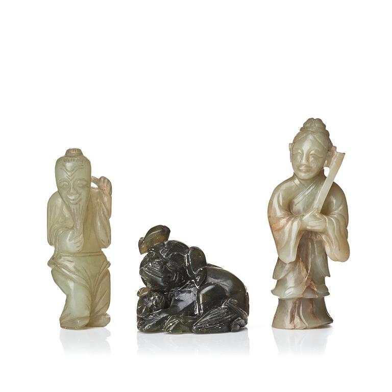 The nephrite figurines, China, circa 1900.