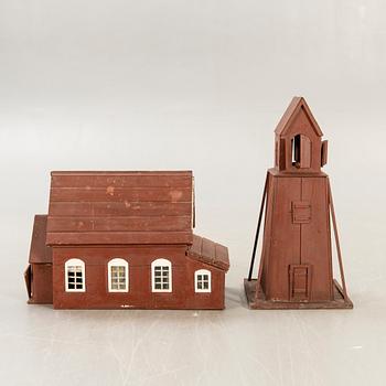 Miniature church and tower first half of the 19th century.