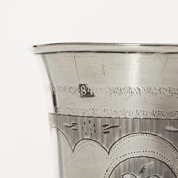 Bägare, 5 st, silver, Ryssland, 1800/1900-tal.