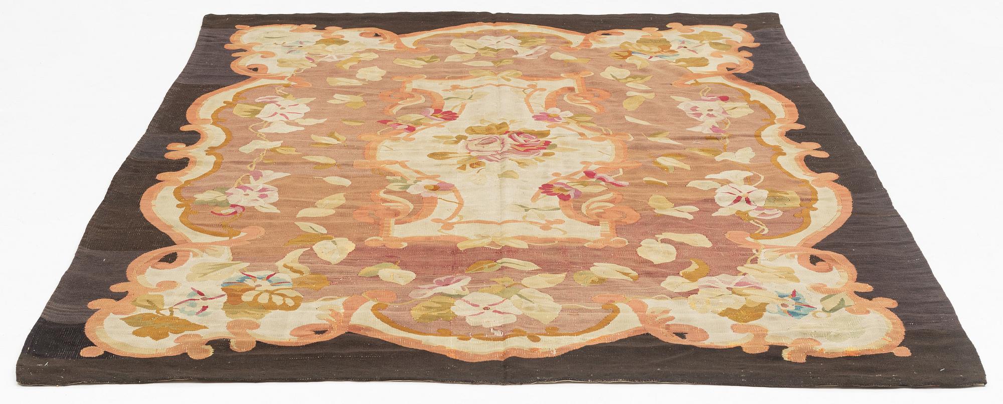 A french, Napolelon III, Aubusson carpet in tapestry weave, ca 242 x 187 cm.