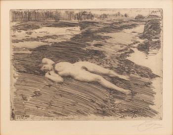 Anders Zorn, a signed etching from 1916.